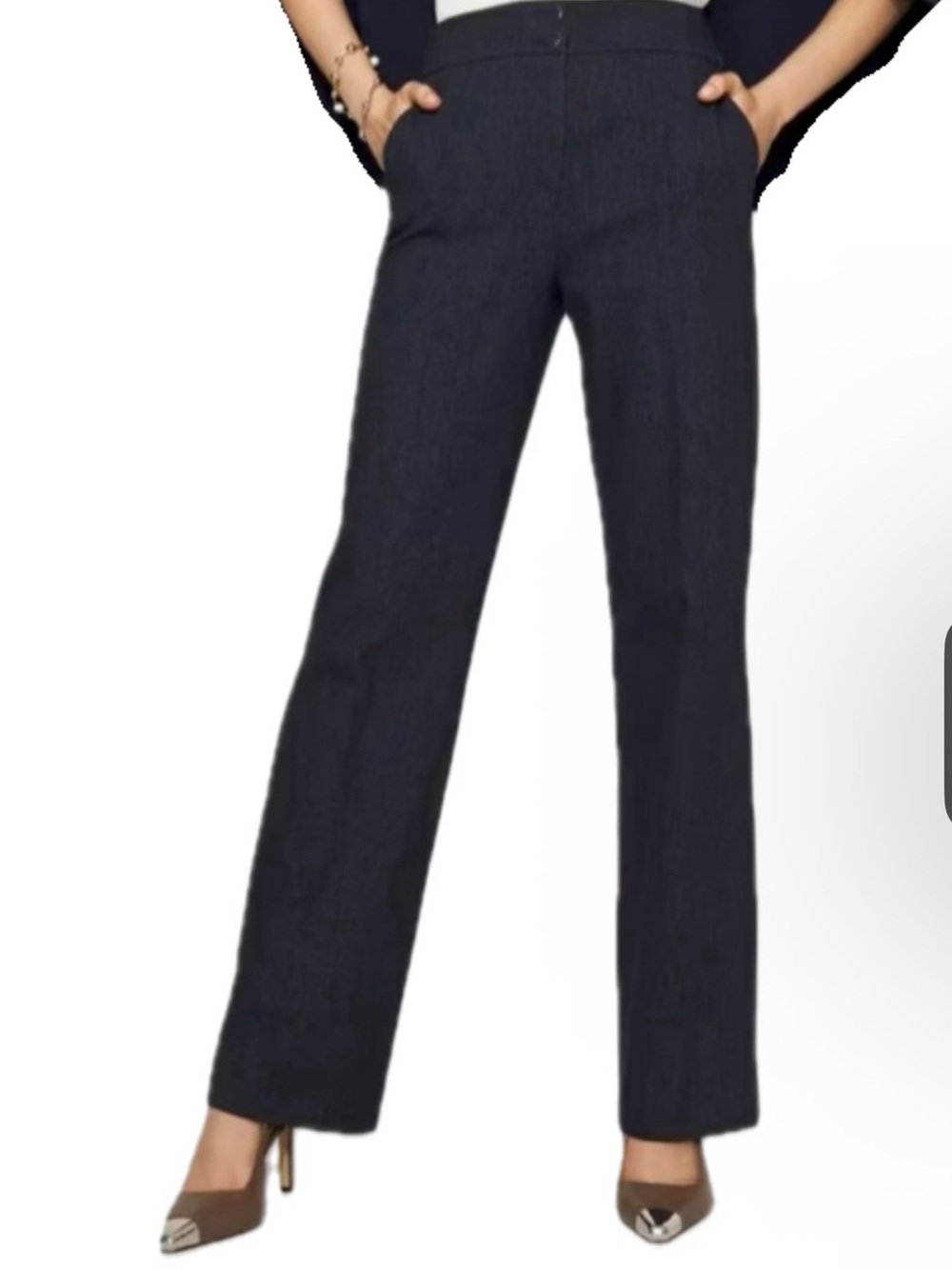 White House Black Market Extra High Rise Riley Denim-Look Trouser in Dark Indigo